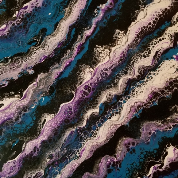 Acrylic Painting Purple Blue Black White - Picture 2 of 6